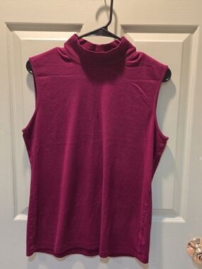 Karen Scott Sleeveless Mock Neck Tank - Magenta